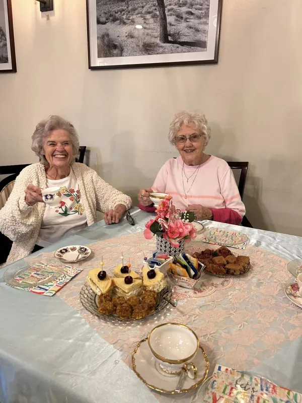 Residents gathered for a monthly ladies' tea event